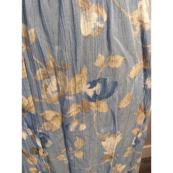 Vintage Koret City Blues Floral Midi Skirt Elastic Waistline Button Front Medium - Picture 2 of 3